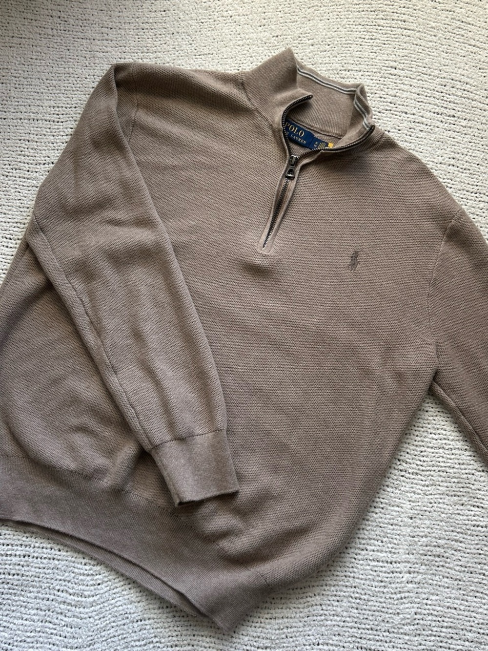 Ralph Lauren Women’s Brown/Beige Quarter Zip Sweater 🧸🏷️